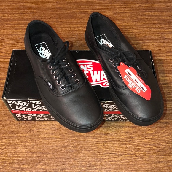 vans authentic black leather